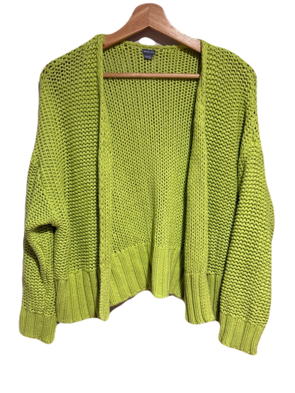 Aerie Open-Front Chunky Knit Women's Cardigan - Lime Green